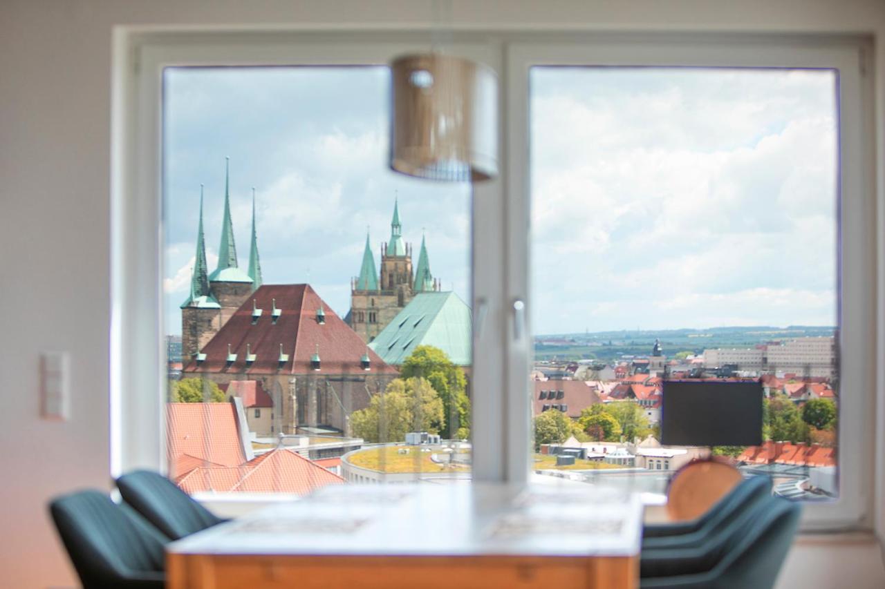 AT THE TOP - Penthouse über den Dächern der Stadt Erfurt Exterior foto